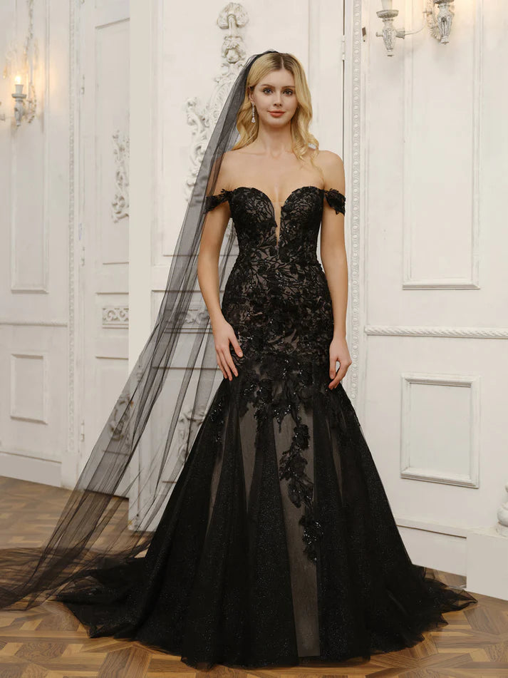 Off-the-Shoulder Tulle Mermaid  Retract Your Waist Full of charm Wedding Dresses